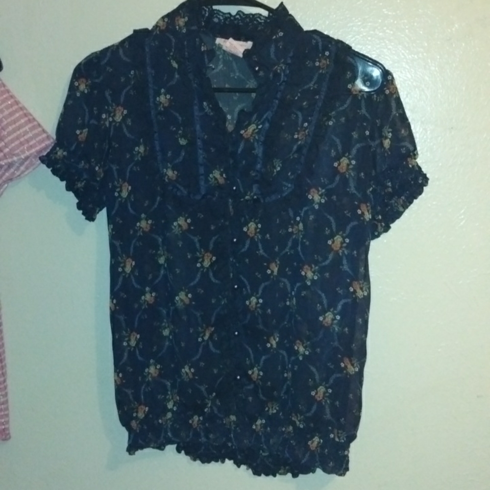 A dark blue blouse